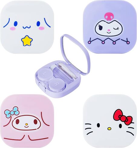 G-Ahora Kitty Contact Lens Case with Mirror Portable Soak Kitty Storage Box Kitty Contact Lens Box Holder Container for Travel Carry Set (D, 1) in Saudi Arabia