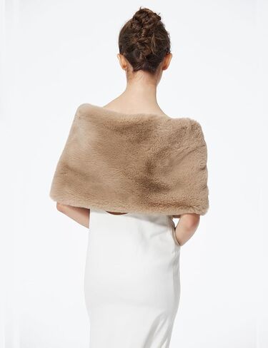BEAUTELICATE Women Faux Fur Shawl Shrug Bridal Stole Wrap for Winter Wedding Party in Saudi Arabia