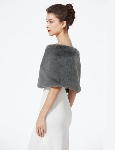 BEAUTELICATE Women Faux Fur Shawl Shrug Bridal Stole Wrap for Winter Wedding Party in Saudi Arabia