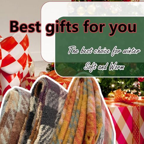 Scarf for Women Plaid Scarf Bulk Cashmere Feel Warm Soft Winter Scarves Lightweight Shawl Wraps in Saudi Arabia
