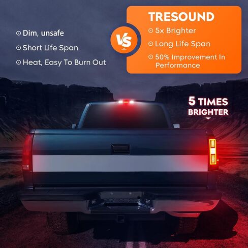 ضوء خلفي Tresound + مصباح شحن الفرامل الثالث لسيارة Chevy Silverado 1500 2500 99-02، 1500 2500 HD 01-02، GMC Sierra 1500 2500 99-03، 1500 2500 HD 01-03 ضوء خلفي LED عالي التثبيت in Saudi Arabia