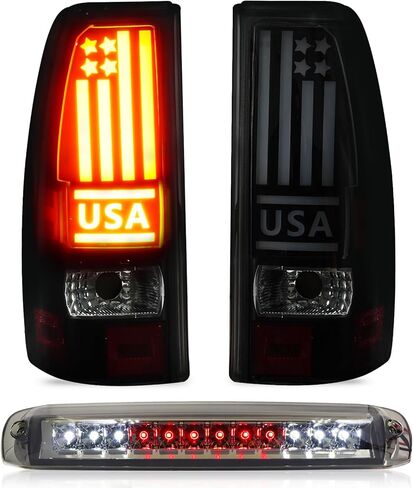 ضوء خلفي Tresound + مصباح شحن الفرامل الثالث لسيارة Chevy Silverado 1500 2500 99-02، 1500 2500 HD 01-02، GMC Sierra 1500 2500 99-03، 1500 2500 HD 01-03 ضوء خلفي LED عالي التثبيت in Saudi Arabia