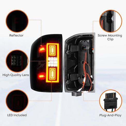 ضوء خلفي Tresound + مصباح شحن الفرامل الثالث لسيارة Chevy Silverado 1500 2500 99-02، 1500 2500 HD 01-02، GMC Sierra 1500 2500 99-03، 1500 2500 HD 01-03 ضوء خلفي LED عالي التثبيت in Saudi Arabia