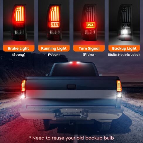 ضوء خلفي Tresound + مصباح شحن الفرامل الثالث لسيارة Chevy Silverado 1500 2500 99-02، 1500 2500 HD 01-02، GMC Sierra 1500 2500 99-03، 1500 2500 HD 01-03 ضوء خلفي LED عالي التثبيت in Saudi Arabia