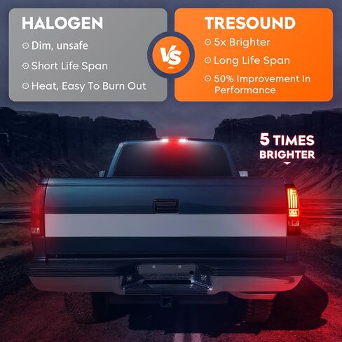 ضوء خلفي Tresound + مصباح شحن الفرامل الثالث لسيارة Chevy Silverado 1500 2500 99-02، 1500 2500 HD 01-02، GMC Sierra 1500 2500 99-03، 1500 2500 HD 01-03 ضوء خلفي LED عالي التثبيت in Saudi Arabia