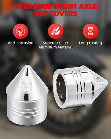 Amazicha Front Axle Nut Covers Axle Nut Caps Compatible for Harley Davidson Sportster Touring Electra Glide Street Glide Road King Dyna Softail 2002-2024 (Chrome) in Kuwait