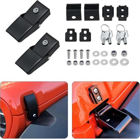 Black Stainless Steel Engine Hood Latch Lock Kit Replacement for Jeep Wrangler JK JKU JL JLU JT 2007-2024 in Saudi Arabia