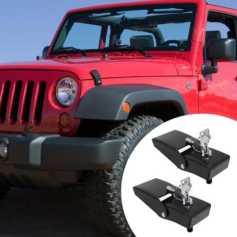 Black Stainless Steel Engine Hood Latch Lock Kit Replacement for Jeep Wrangler JK JKU JL JLU JT 2007-2024 in Saudi Arabia