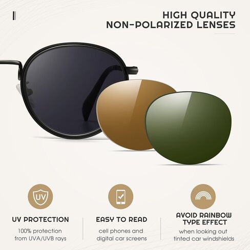 SUNGAIT Round Sunglasses for Women Men: Retro Sun Glasses for Driving Beach Camping Trip - UV400 Protection in Saudi Arabia