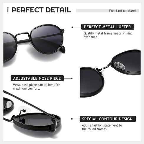 SUNGAIT Round Sunglasses for Women Men: Retro Sun Glasses for Driving Beach Camping Trip - UV400 Protection in Saudi Arabia