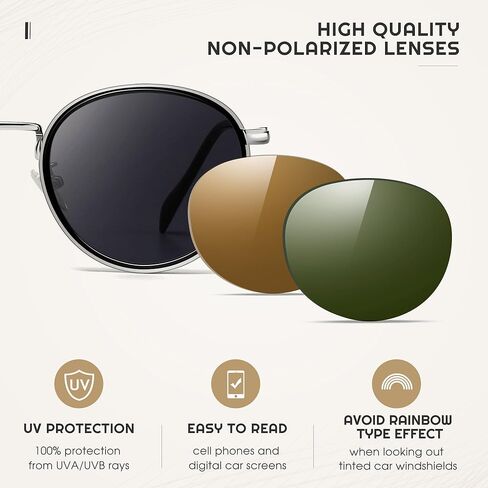 SUNGAIT Round Sunglasses for Women Men: Retro Sun Glasses for Driving Beach Camping Trip - UV400 Protection in Kuwait