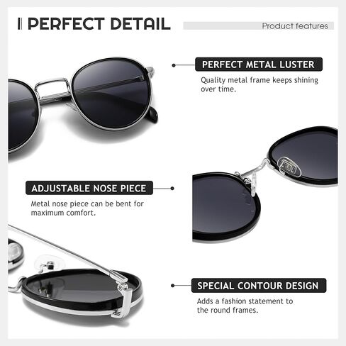 SUNGAIT Round Sunglasses for Women Men: Retro Sun Glasses for Driving Beach Camping Trip - UV400 Protection in Kuwait