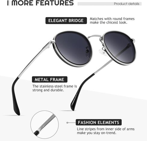 SUNGAIT Round Sunglasses for Women Men: Retro Sun Glasses for Driving Beach Camping Trip - UV400 Protection in Kuwait