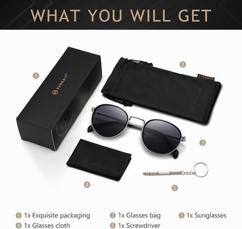 SUNGAIT Round Sunglasses for Women Men: Retro Sun Glasses for Driving Beach Camping Trip - UV400 Protection in Kuwait