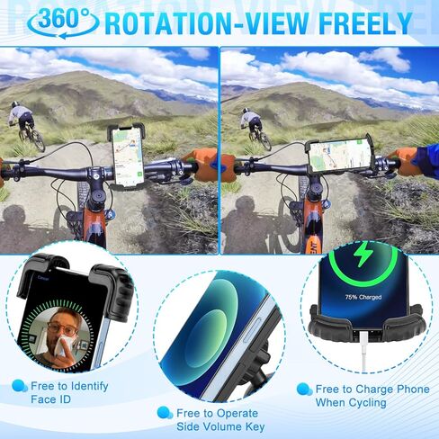 حامل هاتف للدراجة A3، حامل هاتف للدراجة النارية، حامل هاتف لدراجة الطريق، مشبك للهاتف الخلوي بمقود الدراجة لهواتف iPhone 14 Plus/Pro Max، 13 Pro Max، Galaxy S22 والهواتف الذكية 4.7 بوصة - 6.8 بوصة (أسود) in Kuwait