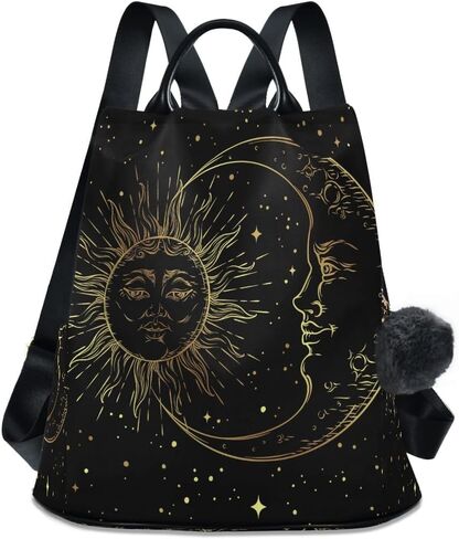 Golden Sun Moon Stars Boho Anti-Theft Backpack Purse for Women Fashion Bag Travel School Back Pack Rucksack Shoulder Bag in Kuwait