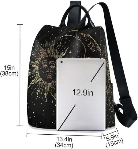 Golden Sun Moon Stars Boho Anti-Theft Backpack Purse for Women Fashion Bag Travel School Back Pack Rucksack Shoulder Bag in Kuwait