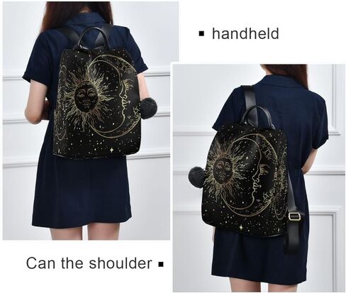 Golden Sun Moon Stars Boho Anti-Theft Backpack Purse for Women Fashion Bag Travel School Back Pack Rucksack Shoulder Bag in Kuwait