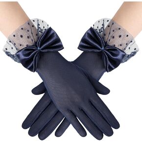 BABEYOND Lace Gloves for Women - Bow Short Prom Gloves Evening Elegant Accessories for Wedding Opera Party