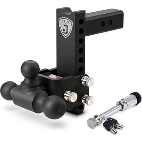 Adjustable Trailer Hitch Ball Mount, fits 2.5" Truck Tow Hitch Receiver, 7'' Drop Hitch,Tri-Ball (1-7/8" x 2" x 2-5/16"), Max 12,500 lbs, for Trailers , ATVs, TV, UTV, RV
