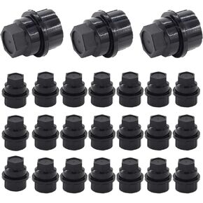 SecosAutoparts 24 PCS Black Plastic Wheel Lug Nut Cap Covers Compatible with GMC Chevy GM Thread M27-2.0 Hex Size 22mm Length 39.4mm Full Size # 15646250