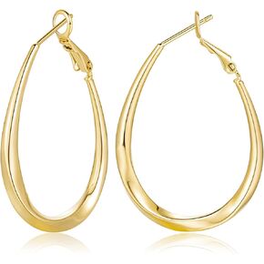 SPLIM Oval Hoop Earrings for Women, 14k gold, No Gemstone