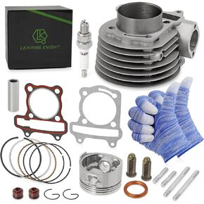 LEAPING KNIGHT GY6 150cc 61mm Cylinder Kit with Piston Ring Gasket Spark Plug,Big Top End Rebuild Kit 4 Stroke 152QMI 157QMJ TAOTAO JONWAY ZNEN Roketa ATV Moped Go-Kart,High Performance Engine Kits