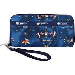 LeSportsac Carousel Chords Tech Wallet Wristlet, Zip Around Wallet/Detachable Wristlet Strap, Holds Cell Phone, Style 3462/Color E480, Whimsical Playful Carousel Horses, Dogs/Cats, Butterflies/Flowers