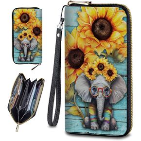 Wristlet Wallets For Women With Card Holder Zipper Pocket,Slim PU Leather women's Wallet Clutch