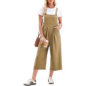 Dokotoo Women's Jumpsuits Waffle Knit Overalls Casual Wide Leg Rompers One Piece Sleeveless Summer Boho Loose Fit Pockets