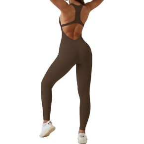 HerGymClothing Women's Yoga Sports Jumpsuit Gym Romper - U-Neck, Padded, Racerback, Hollow Out Back