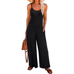 Jumpsuits for Women 2025 Summer Sleeveless Casual Loose Wide Leg Long Pant Rompers One Piece Beach Vacation Outfits