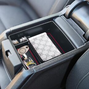 Compatible with GMC Acadia Center Console Organizer 2017-2019 2020 2021 2022 2023 Acadia SL SLE SLT Denali AT4 Interior Accessories, ABS Armrest Storage Box Insert Tray, Black