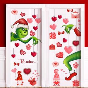 59.05 x 51.08 Inch Valentine's Day Door Sticker Decorations Valentine Heart Door Clings Removable Romantic Love Heart Door Stickers for Valentines Party Decorations, Wedding, Anniversary Decor