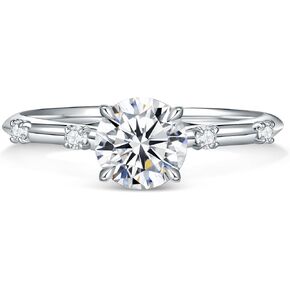 Solid Gold Moissanite Rings for Women, 14K Solid White Gold Engagement Ring D Color VVS1 Clarity Lab Created Diamond Ring Moissanite Engagement Ring for Women Wife Promise Rings Jewelry Gifts