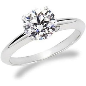 1/5 Carat Diamond Solitaire Engagement Ring in 14K white-gold 4 Prong (Sizes 4-9) With Free Premium Black Ring Box (I-J, I2, 0.2 c.t.w)