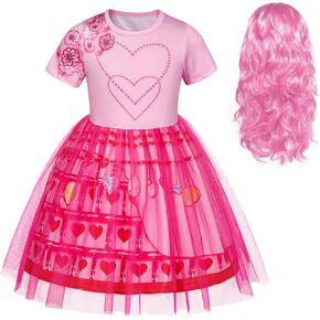 Descendant Red Costume with Wigs Girls Chloe Dress Bridget Princess Dresses Halloween Role Play Clothes