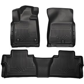 Husky Liners Weatherbeater Floor Mats | Fits 2014-2021 Toyota Tundra, CrewMax Cab (Footwell Coverage) | Front & 2nd Row, 3-pc Black - 99581