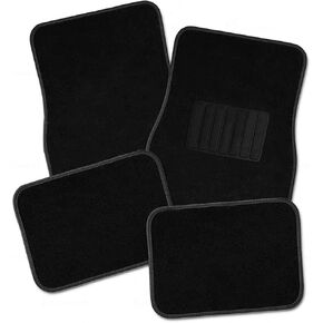Zone Tech All Weather Carpet Vehicle Floor Mats- 4-Piece Black Premium Quality Carpet Vehicle Floor Mats Plus Vinyl Heel Pad for Additional Protection - Driver Seat, Passenger Seat and Rear Floor Mats