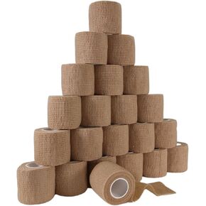 FrontLine 24 Count Self Adhesive Bandage Wrap, 2" x 5 Yards, Sensi Elastic, Self Stick, Stretch, Veni Athletic Tape, Waterproof Medical Bandages for Adults, Children, Tattoo, and Pets