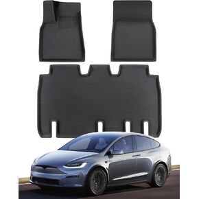 TAPTES for Model X 5 Seater Floor Mats 2024 2023 2022,for Model X 5 Seater All Weather Floor Mats 2022-2024,XPE Waterproof Cargo Frunk Trunk Mats Cargo Liner Interior Accessories 3PCS