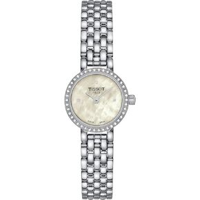 Tissot womens Lovely Round 316L stainless steel case with diamonds Quartz watches, Grey, Stainless steel, 6 (T1400096111600)