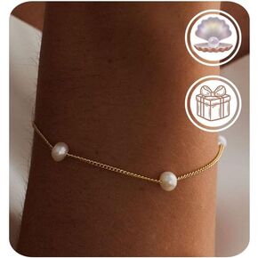 14K Gold Minimalist Pearl Bracelet, Pearl Beaded Bracelet, Layering Bracelet, Bridal Bracelet, Wedding Jewellery, Bridesmaid Gift, Birthday Gift