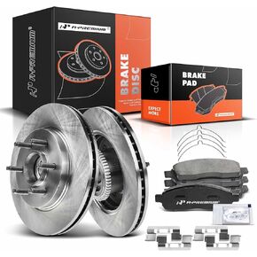A-Premium 12.13 inch (308mm) Front Drilled and Slotted Disc Brake Rotors + Ceramic Pads Kit Compatible with Select Ford Models - For F-150 1997 1998 1999 2000 2001 2002 2003, 4WD 5-Lug, 6-PC Set