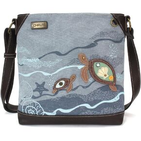 Chala Turtle Canvas Crossbody Messenger Bag (Turtle - Indigo)