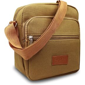 Messenger Bag for Man, Commuting Canvas Crossbody Bag with 3-Layer Zipper, Satchel Bag for Business Bag