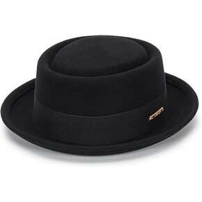 Porkpie-Hat Boater-Fedora-for Men/Women - Classic Short Brim Church Derby Fedora-Hat(Szie:S-M)