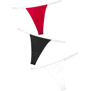 Women Seamless Panties Adjustable G String Thongs Clear Strap Thongs Ice Silk Underwear No Show Briefs 2pcs