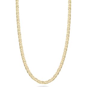 Miabella Italian Solid 18K Gold Over Sterling Silver Italian 3mm, 4mm, 6mm Diamond-Cut Flat Mariner Link Chain Necklace for Women Men, 925 Italy