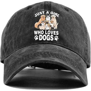 Just A Girl Who Loves Dogs, Funny Baseball Caps,Women's Adjustable Cotton Baseball Caps, for Dog Owners,Female Outdoor Athletes Dark Grey